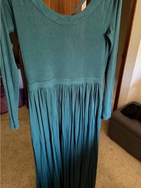 Free People Teal Long Sleeve Backless Maxi Dress